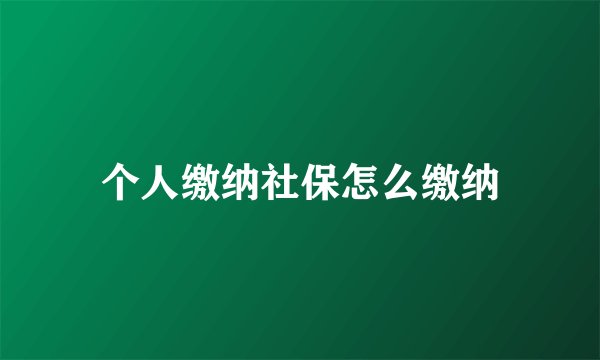 个人缴纳社保怎么缴纳