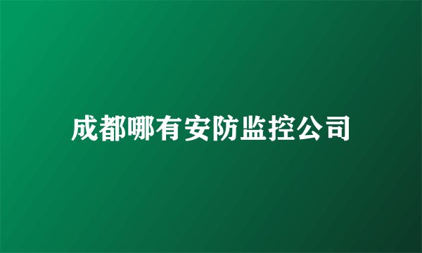 成都哪有安防监控公司