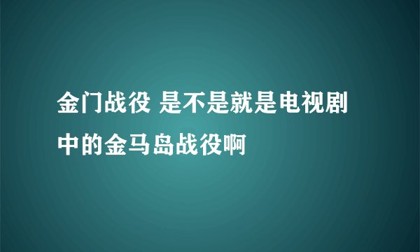 金门战役 是不是就是电视剧中的金马岛战役啊