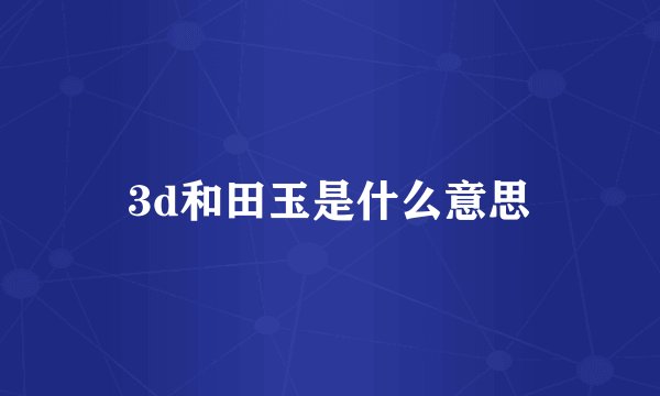 3d和田玉是什么意思