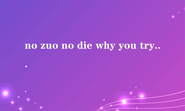 no zuo no die why you try什么意思