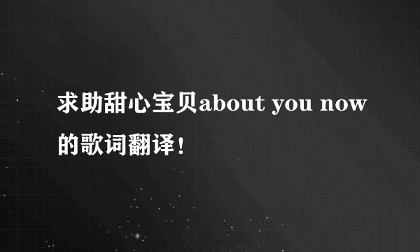 求助甜心宝贝about you now的歌词翻译！