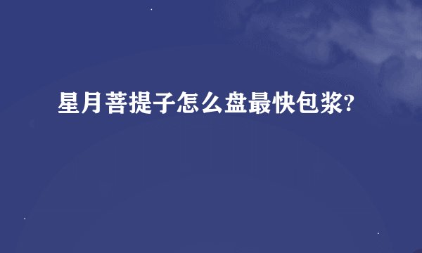 星月菩提子怎么盘最快包浆?