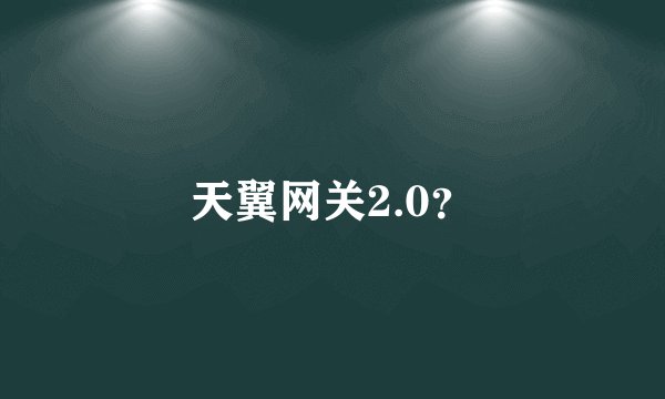 天翼网关2.0？