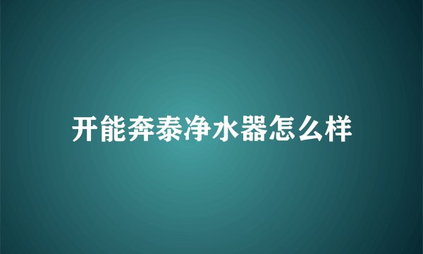 开能奔泰净水器怎么样