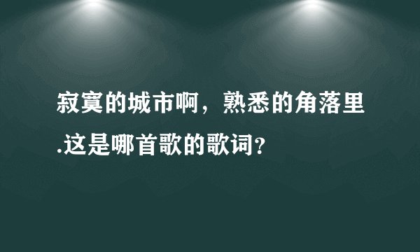 寂寞的城市啊，熟悉的角落里.这是哪首歌的歌词？