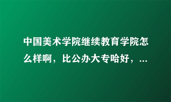 中国美术学院继续教育学院怎么样啊，比公办大专哈好，我是今年美术高考毕业生，我收到大专通知书了，可是