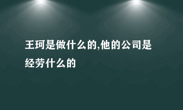 王珂是做什么的,他的公司是经劳什么的