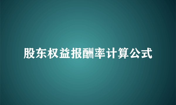 股东权益报酬率计算公式