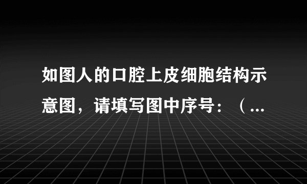 如图人的口腔上皮细胞结构示意图，请填写图中序号：（1）制作人的口腔上皮细胞临时装片时，需在载玻片的