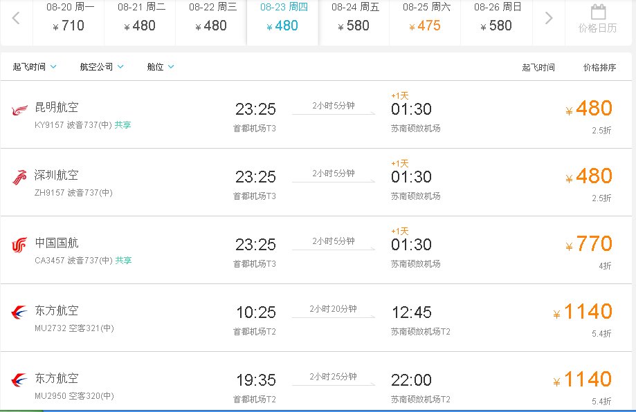 北京飞机到无锡最少也得多少钱呢？