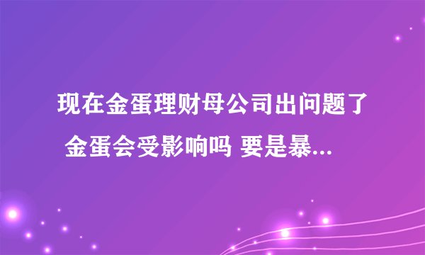 现在金蛋理财母公司出问题了 金蛋会受影响吗 要是暴雷了 该怎么维权