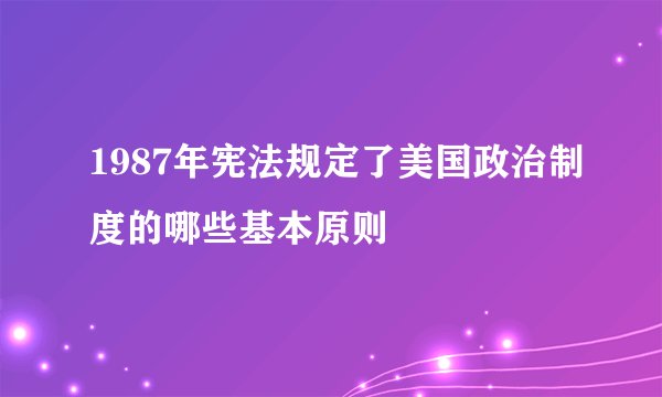 1987年宪法规定了美国政治制度的哪些基本原则