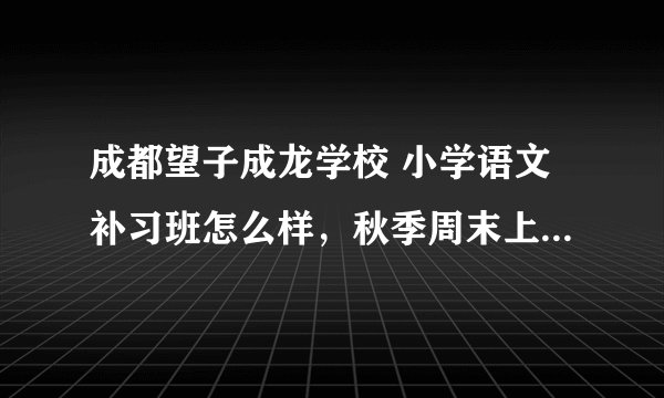 成都望子成龙学校 小学语文补习班怎么样，秋季周末上班的那种？