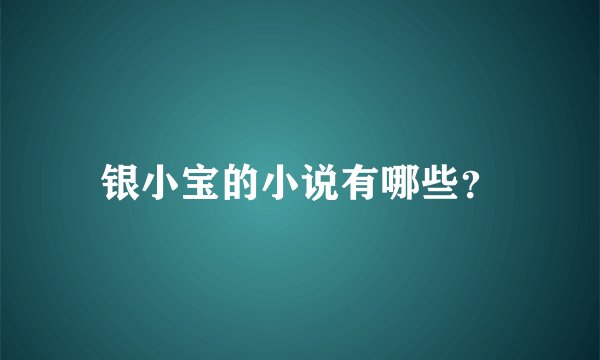 银小宝的小说有哪些？