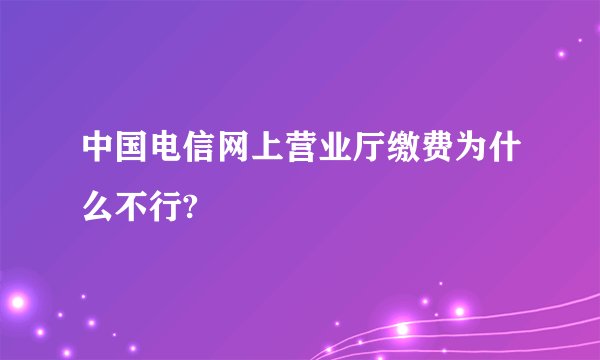 中国电信网上营业厅缴费为什么不行?