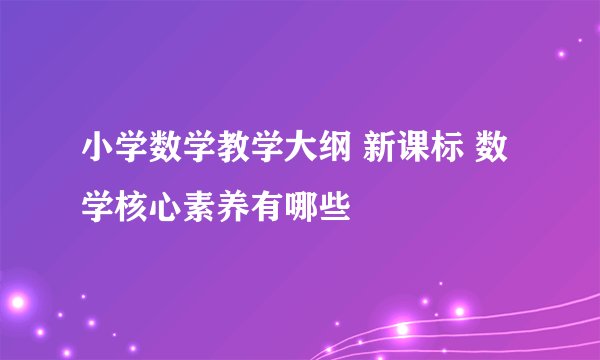 小学数学教学大纲 新课标 数学核心素养有哪些