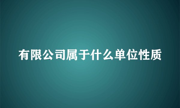 有限公司属于什么单位性质