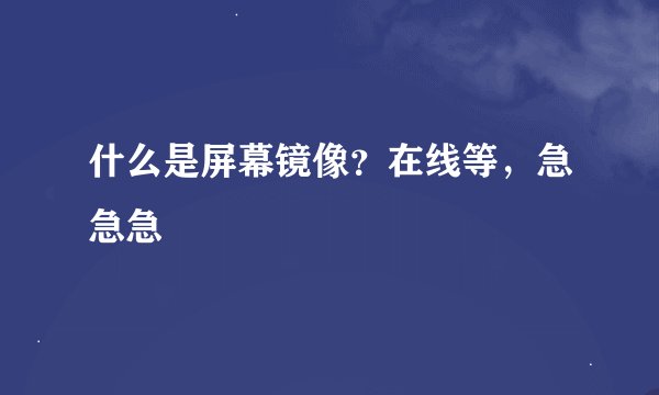 什么是屏幕镜像？在线等，急急急