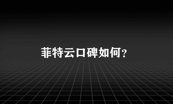 菲特云口碑如何？