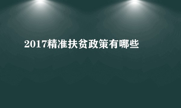 2017精准扶贫政策有哪些