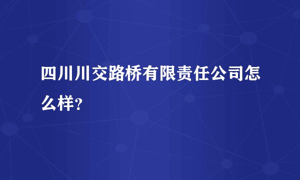 四川川交路桥有限责任公司怎么样？