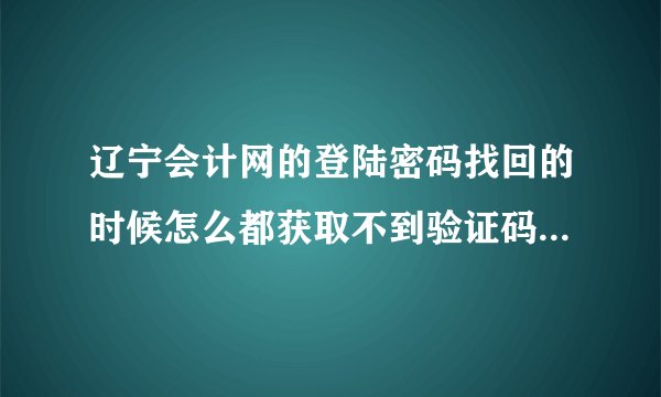 辽宁会计网的登陆密码找回的时候怎么都获取不到验证码！我应该怎么找回密码！