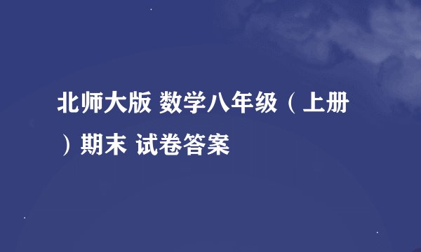 北师大版 数学八年级（上册）期末 试卷答案