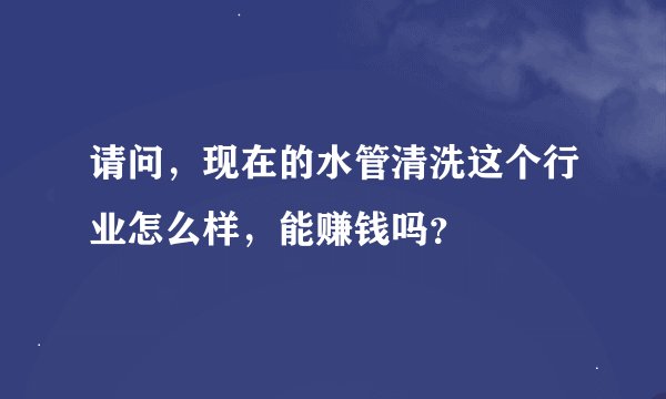 请问，现在的水管清洗这个行业怎么样，能赚钱吗？