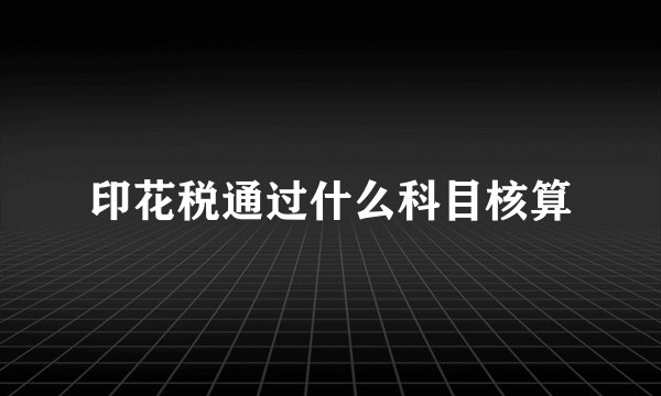 印花税通过什么科目核算