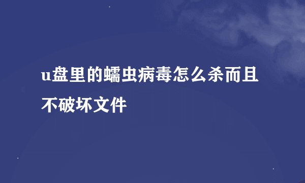 u盘里的蠕虫病毒怎么杀而且不破坏文件