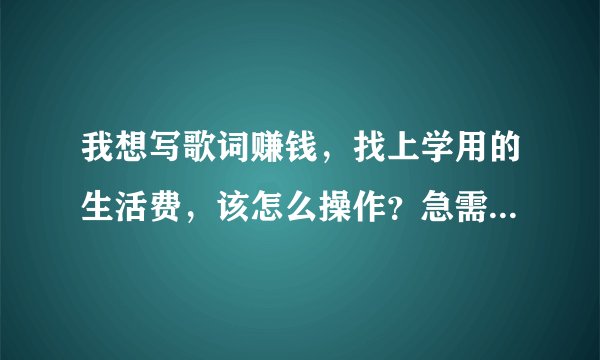 我想写歌词赚钱，找上学用的生活费，该怎么操作？急需！非常感谢，必采纳