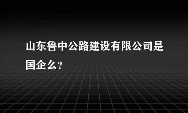 山东鲁中公路建设有限公司是国企么？
