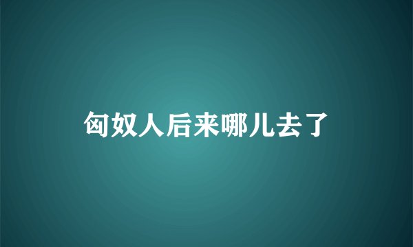 匈奴人后来哪儿去了