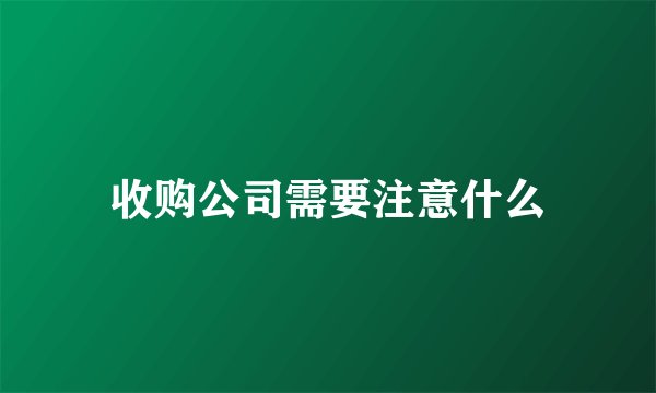 收购公司需要注意什么
