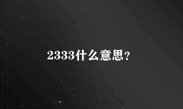 2333什么意思？