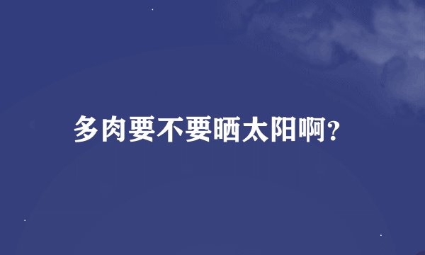 多肉要不要晒太阳啊？