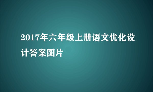 2017年六年级上册语文优化设计答案图片
