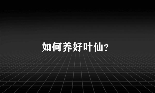 如何养好叶仙？