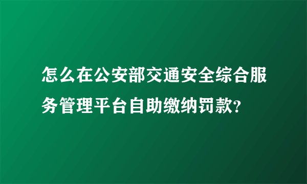 怎么在公安部交通安全综合服务管理平台自助缴纳罚款？