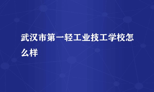 武汉市第一轻工业技工学校怎么样
