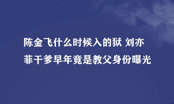 陈金飞什么时候入的狱 刘亦菲干爹早年竟是教父身份曝光