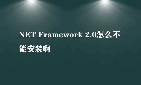 NET Framework 2.0怎么不能安装啊