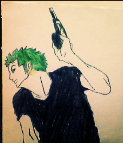 求一副索隆的铅笔画，帅点的，要整副的