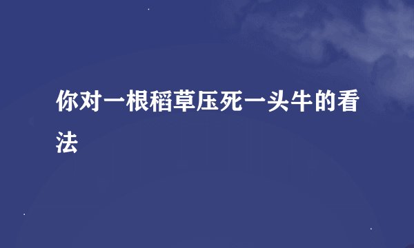 你对一根稻草压死一头牛的看法
