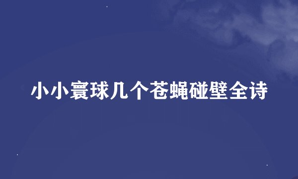 小小寰球几个苍蝇碰壁全诗
