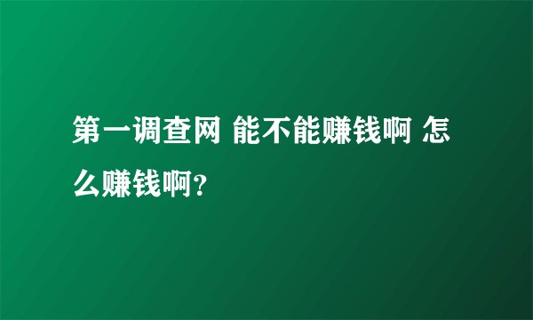 第一调查网 能不能赚钱啊 怎么赚钱啊？
