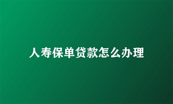 人寿保单贷款怎么办理