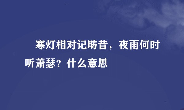　寒灯相对记畴昔，夜雨何时听萧瑟？什么意思