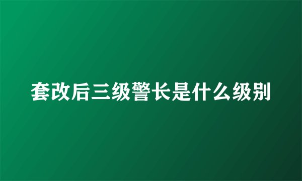 套改后三级警长是什么级别